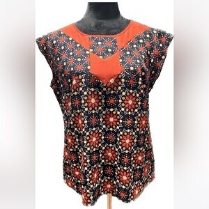 The Limited Orange and Blue Kaleidoscope pattern Size L top
